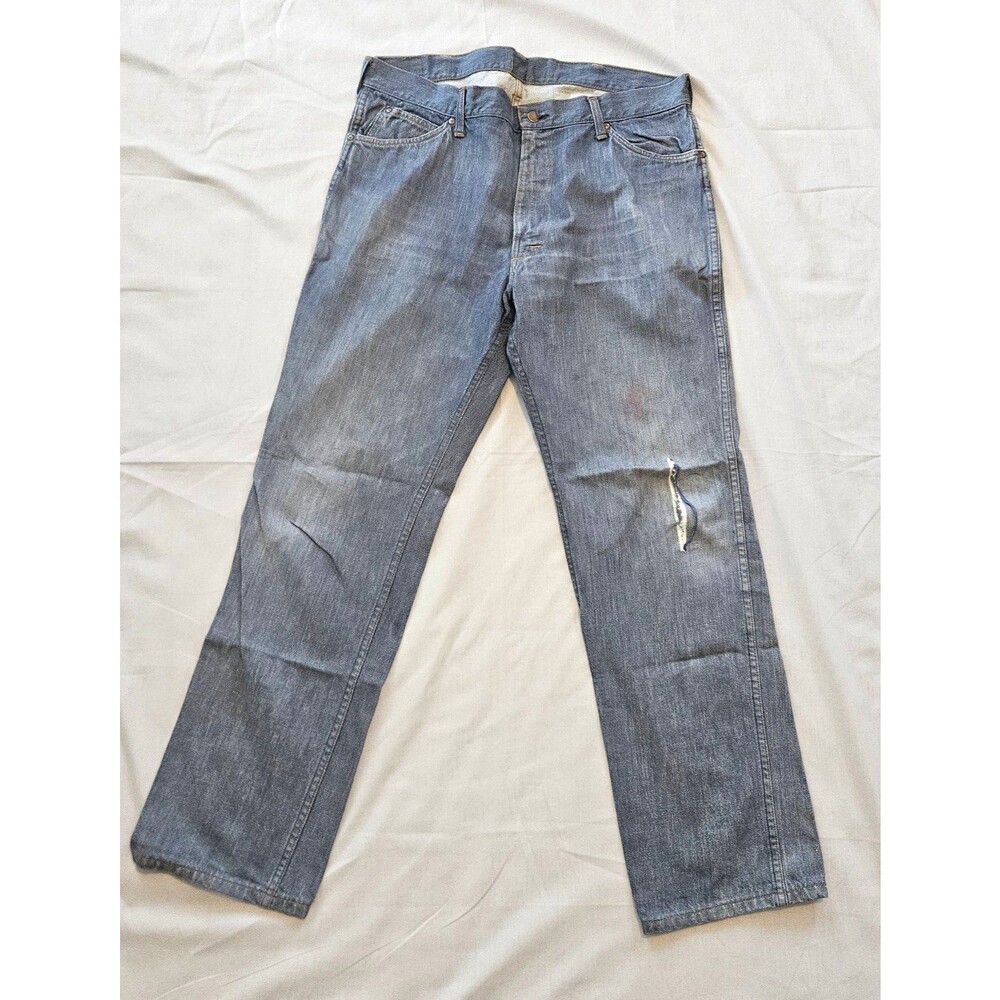 Vintage 1968 Sears Roebucks Jeans USA Gripper Zip Single Stitch Distressed 38x32
